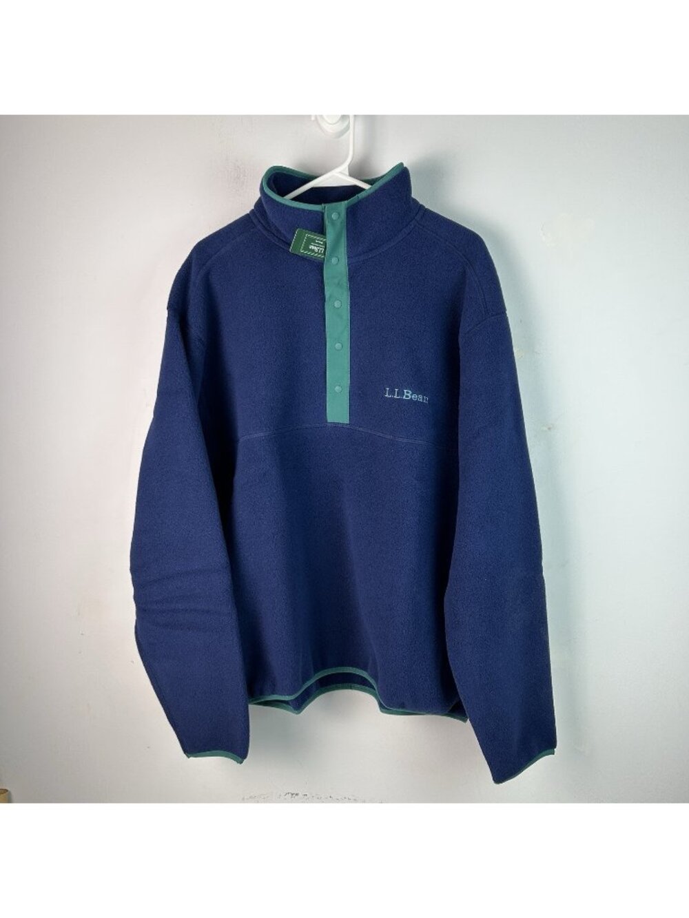 NEW $69 LL Bean Sweater Fleece Pullover Women Xl Men L Blue 1/4 Snap